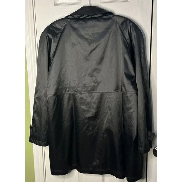Aeros Double Breasted‎ Silky Black Trench Coat Women’s Size M - Picture 7 of 9